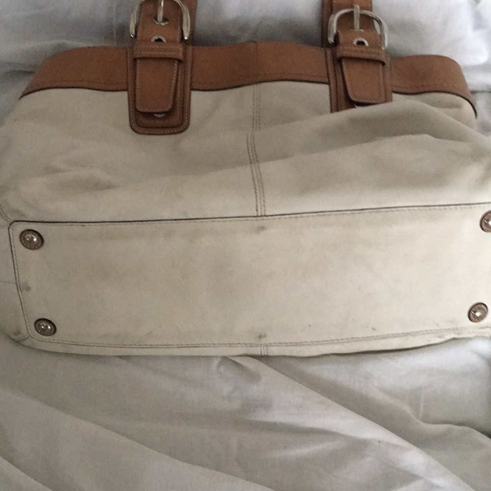 Coach Large Off White Satchel Tote Purse Bag - Picture 5 of 10